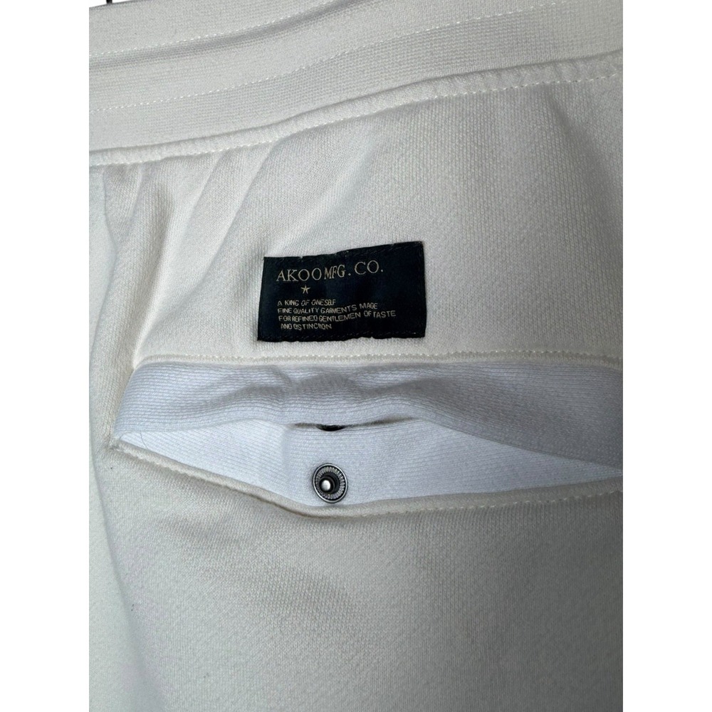 AKOO Mens XXL Colorblock Fleece Jogger Sweatpants Cream White Fox Logo - Picture 6 of 9